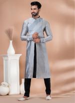 Banarasi Dhupion  Grey Traditional Wear Weaving Kurta Pajama